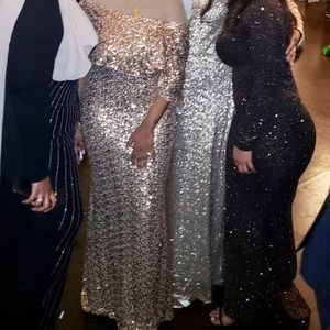 Sexy long sleeve black sparkly dress